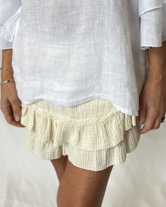 Ruffle Shorts - Oatmeal