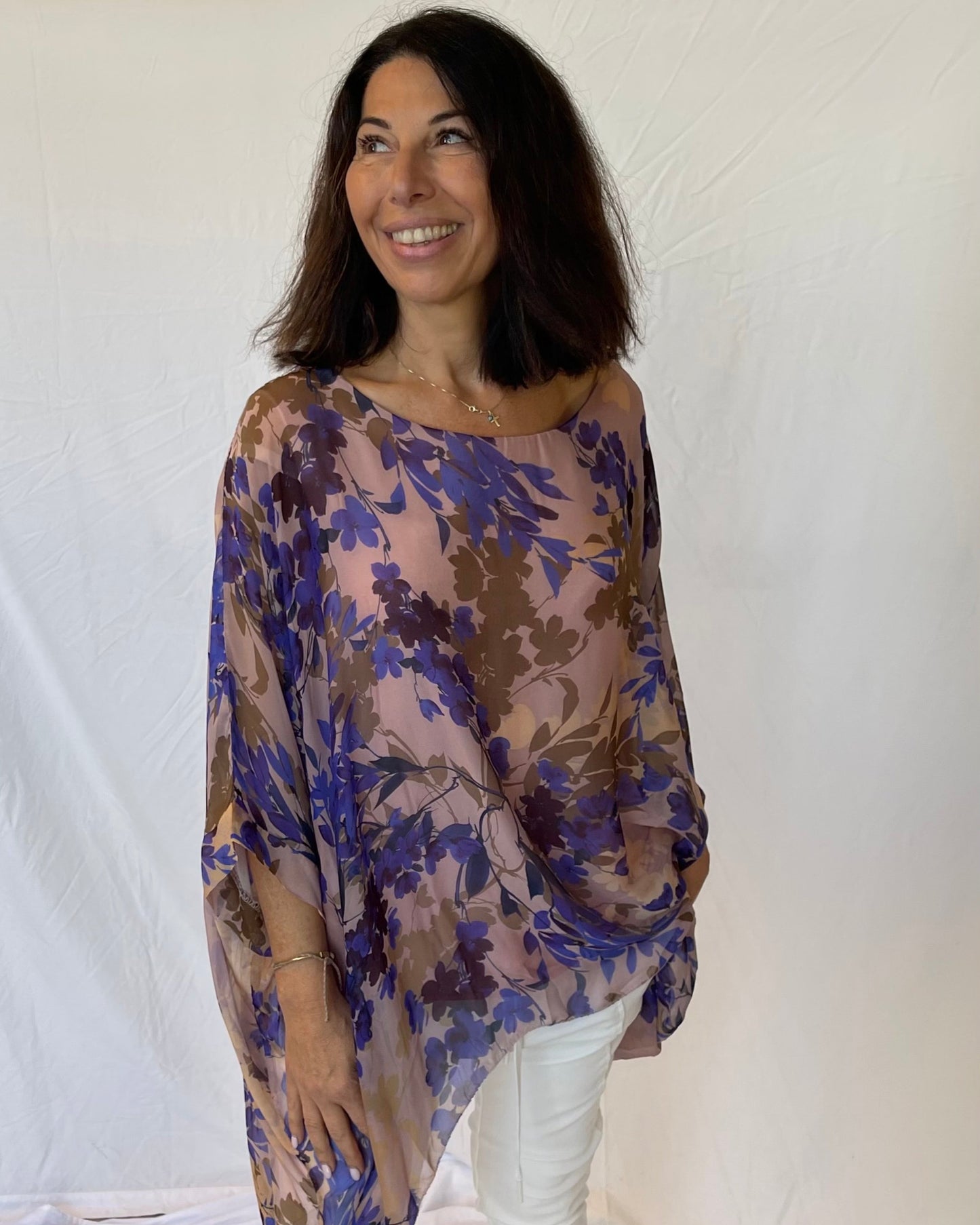 Floral Silk Top - Rosa