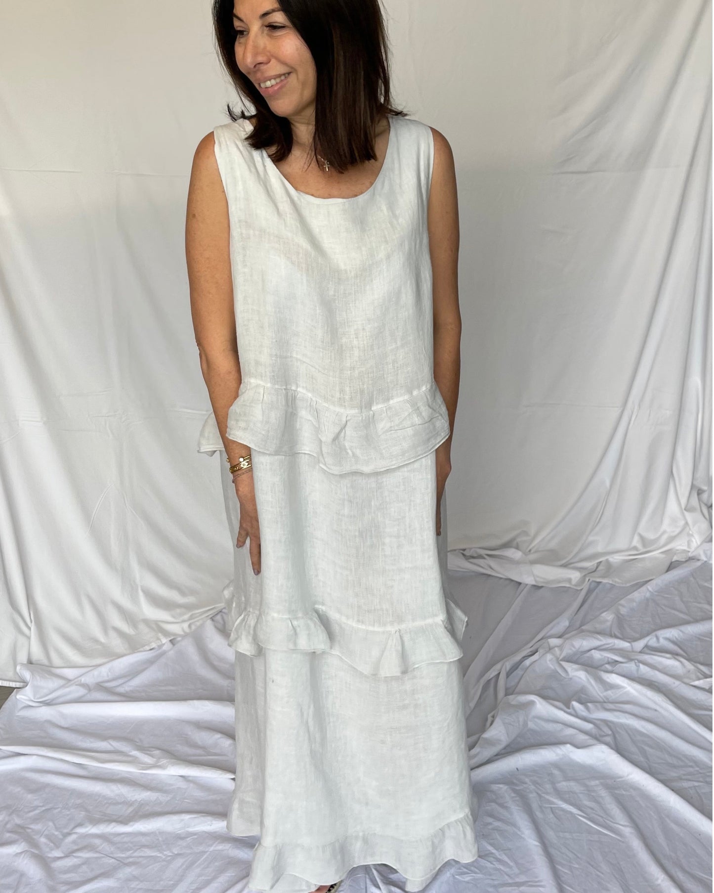 Linen Maxi Dress - Perla