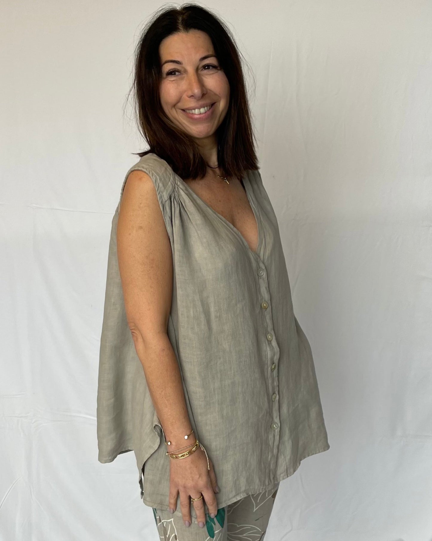 Linen Swing Top - Fango