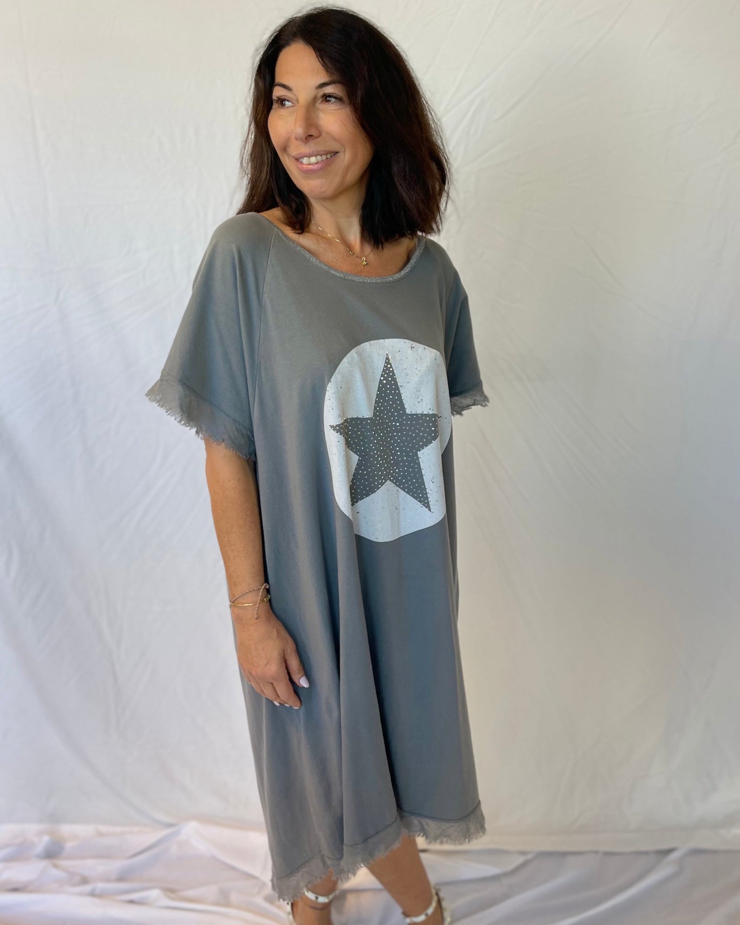 Star Jersey Dress - Grey