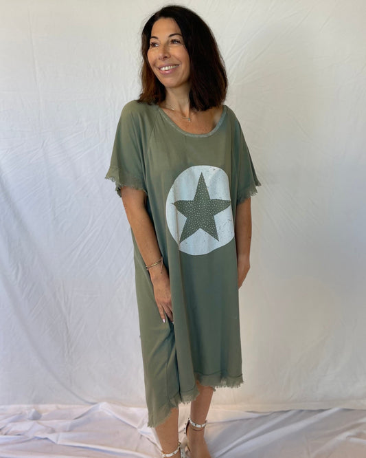 Star Jersey Dress - Military