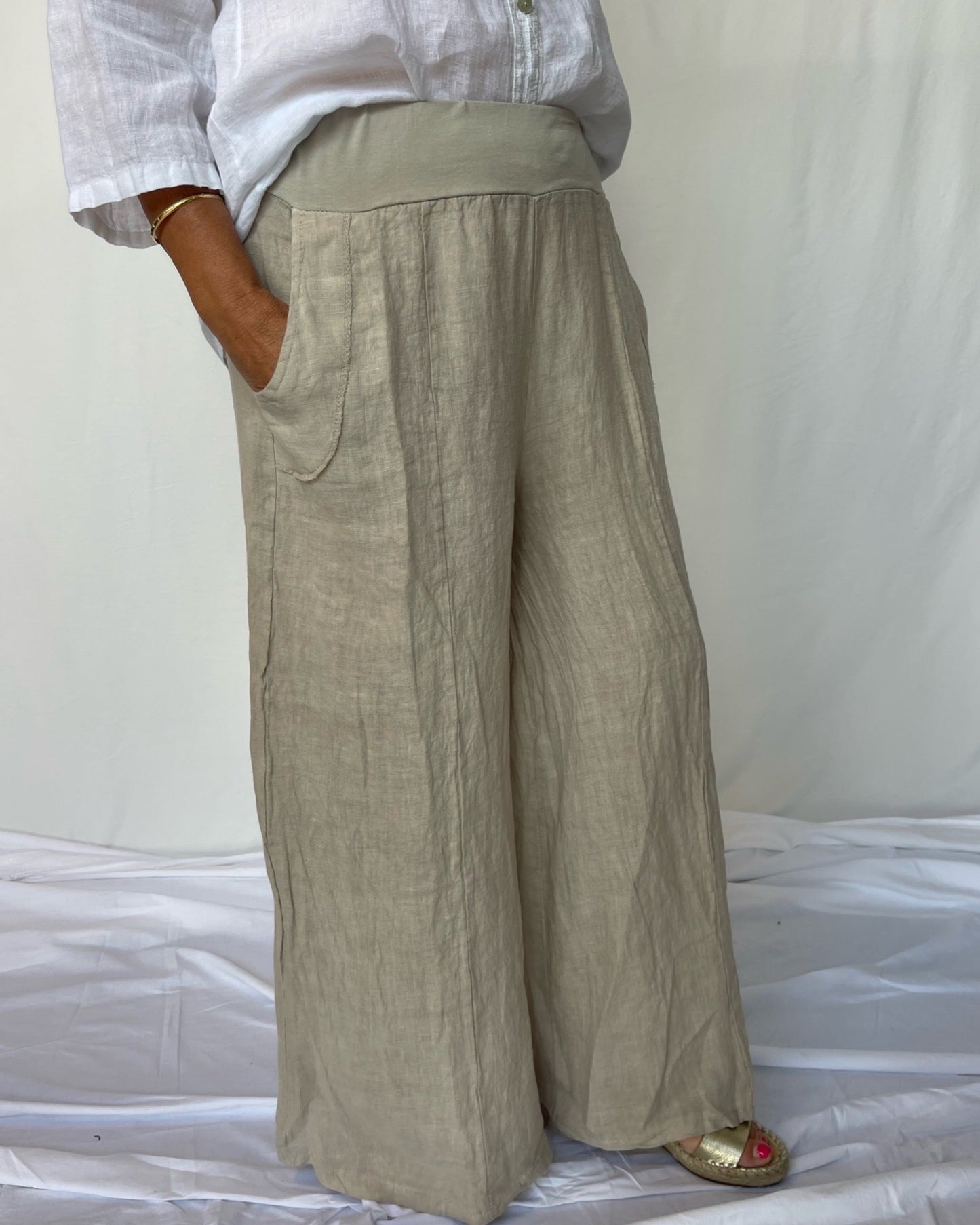 Linen Wide Leg Pant - Sabbia