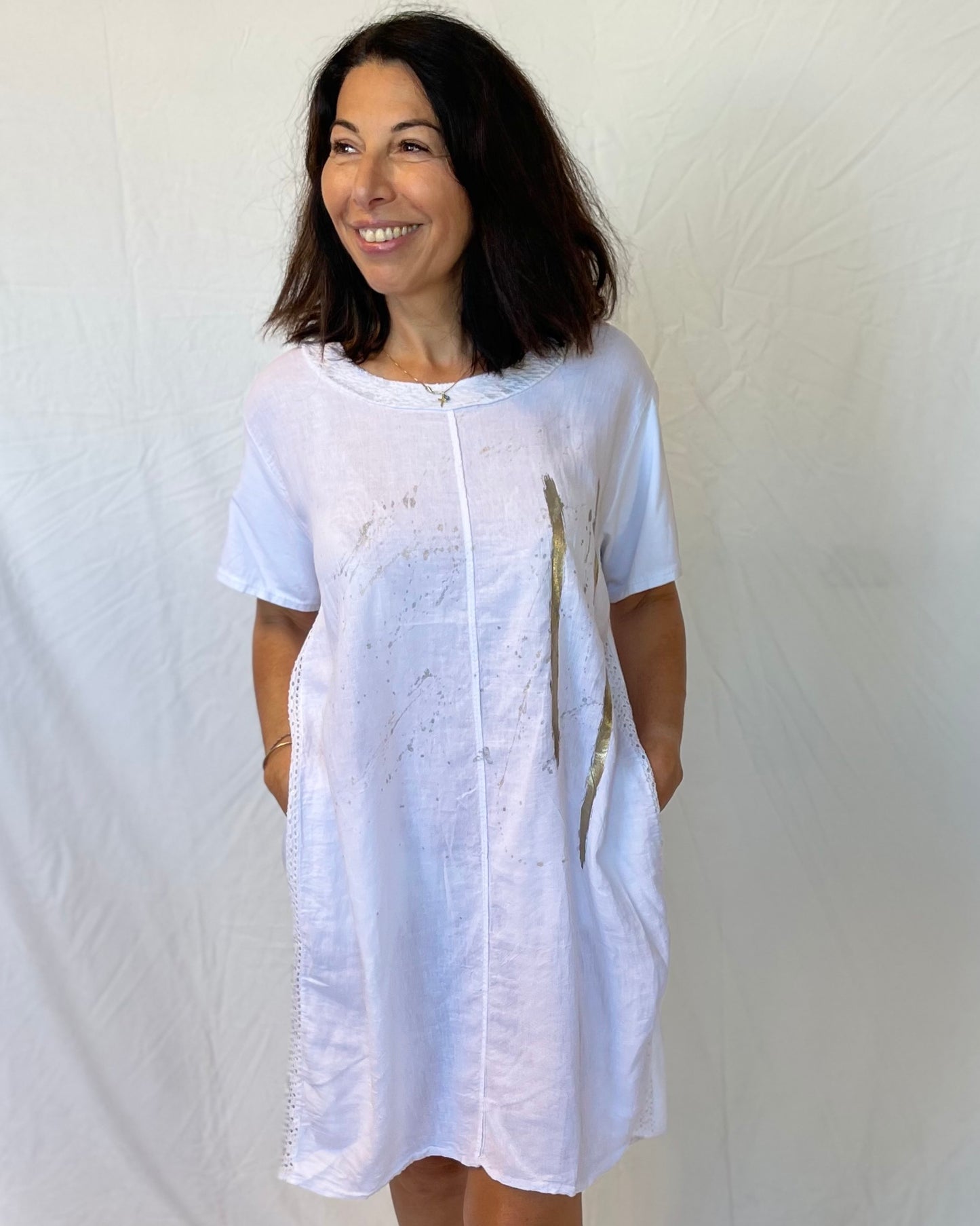 Dress Linen/Cotton - White