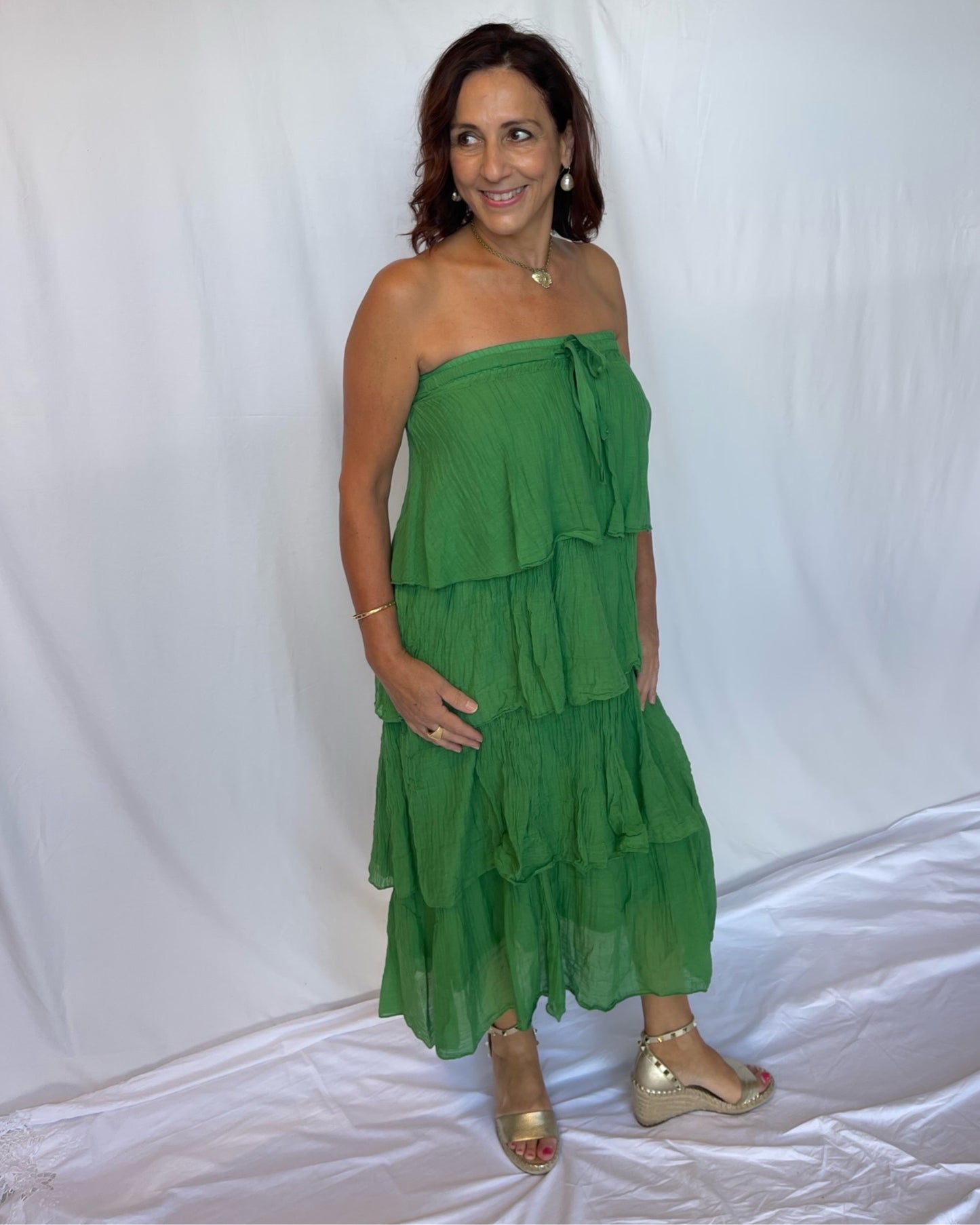 Ruffle Maxi Tiered Skirt - Emerald