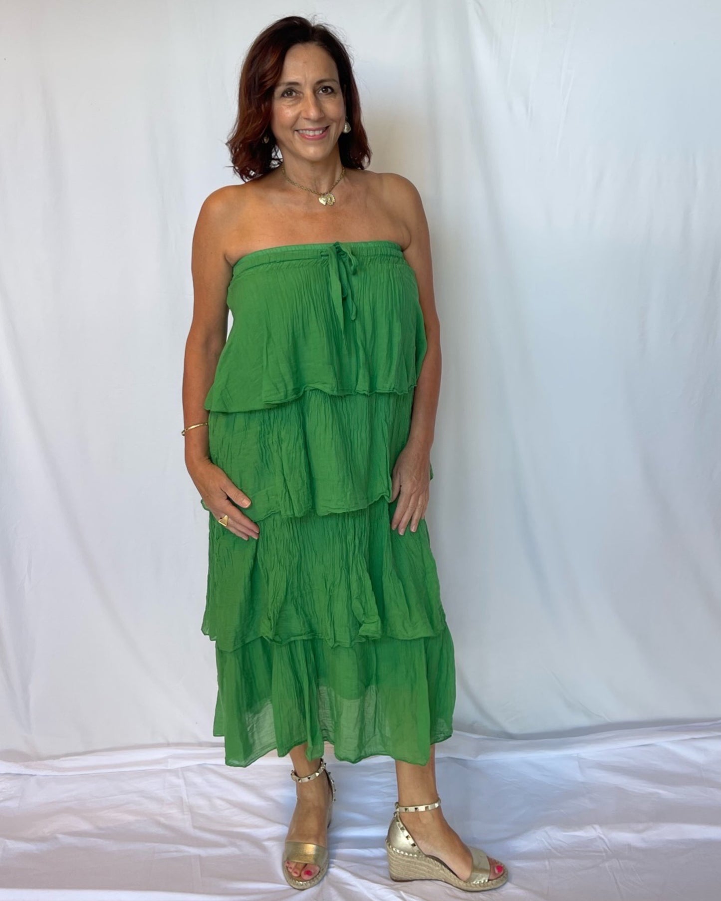 Ruffle Maxi Tiered Skirt - Emerald