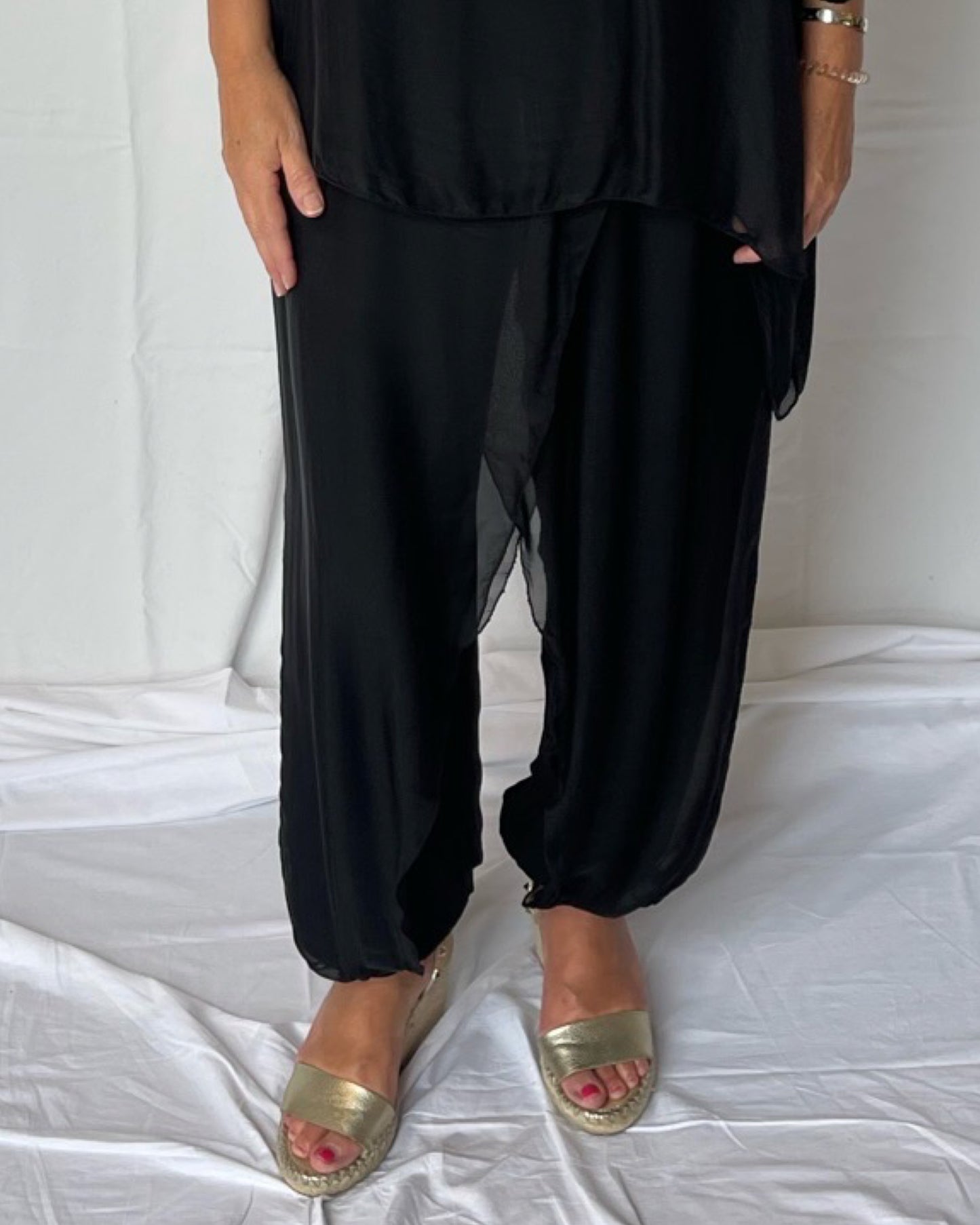 Silk Harem Pant - Black