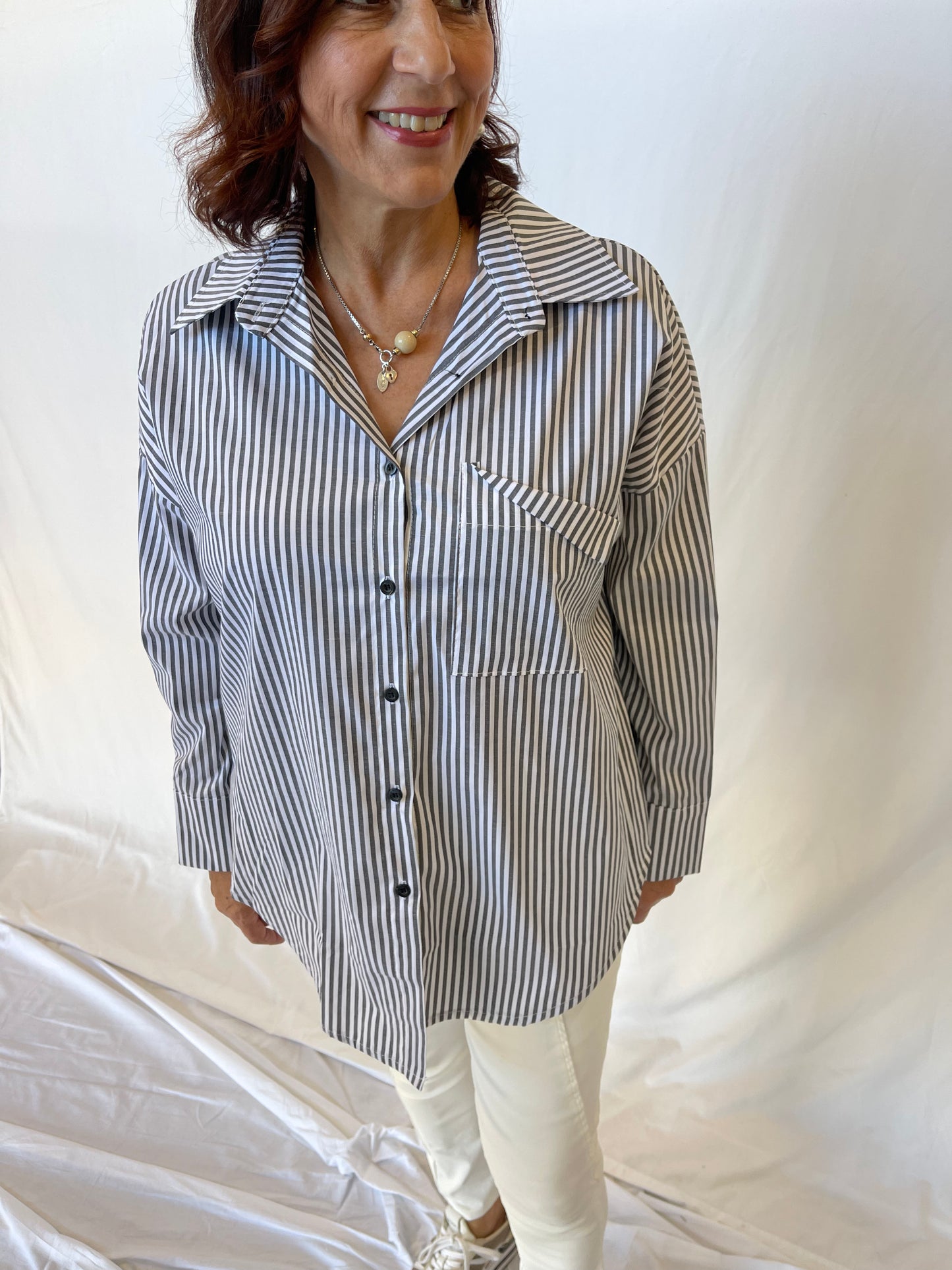 Striped Shirt - Light Grey