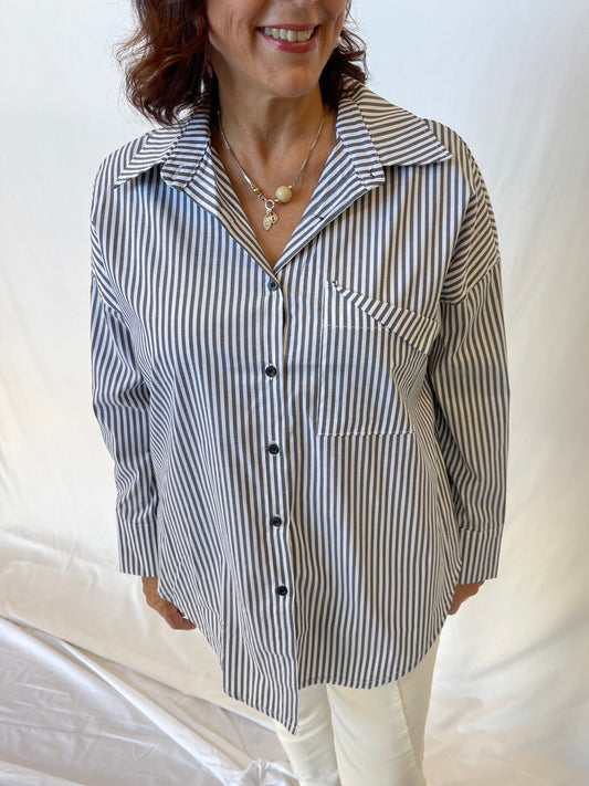 Striped Shirt - Light Grey